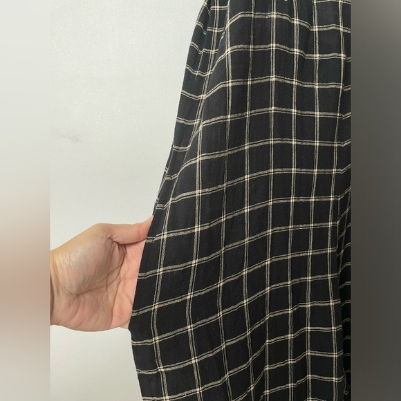 World Market Black Wide leg windowpane Embroidered Jumpsuit pockets Women sz XL - Picture 6 of 9